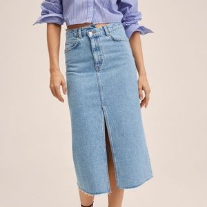 MANGO Denim Midi Skirt